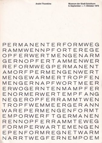 André Thomkins. Museum der Stadt Solothurn, 8. September - 7. Oktober 1973