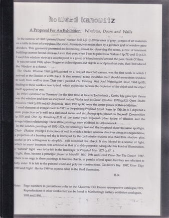 Howard Kanovitz: A Proposal For An Exhibition: Windows, Doors and Walls/ in Addition: Kanovitz Paintings in Europe [2 Vol./ Bde.]