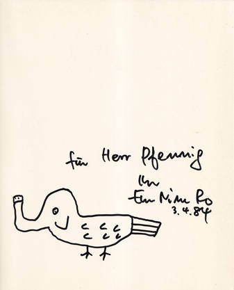 Eun Nim Ro. April - Mai 1984, Galerie Kammer Hamburg [Widmungsexemplar mit Zeichnung]