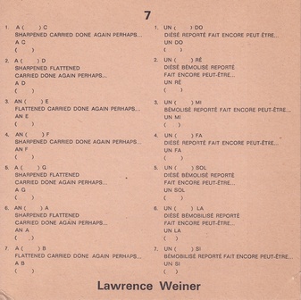 Lawrence Weiner. 7. Presentation du disque le 4 octobre 1972 chez Yvon Lambert, Paris [Einladungskarte/ invitation card]